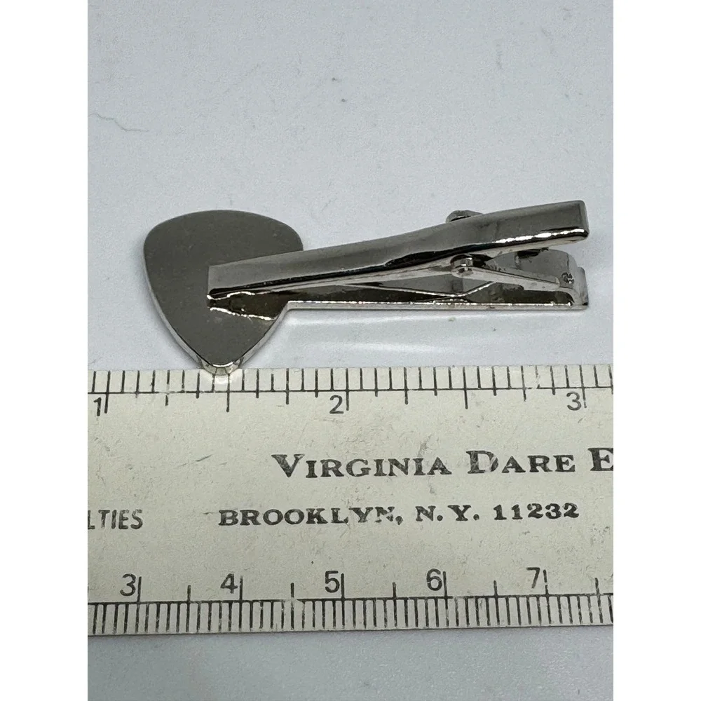 Jerry Garcia Signature Guitar Pick‎ Tie Clip Silver Tone Black Grateful Dead Fan